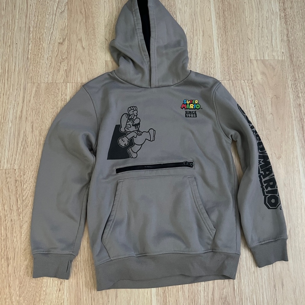 Kids Nintendo Super Mario Black and Gray Hoodie